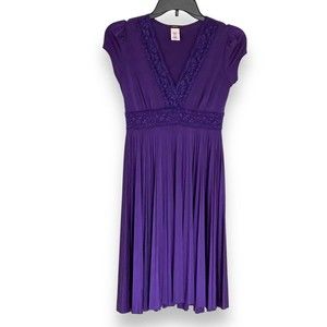 Soprano Purple Fit And Flare V Neck Dress Size Small Cocktail Party